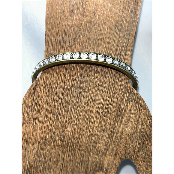 PREMIER DESIGNS Vintage Rhinestone Brass Bangle Bracelet 1/4” X Size 8 - Picture 1 of 5